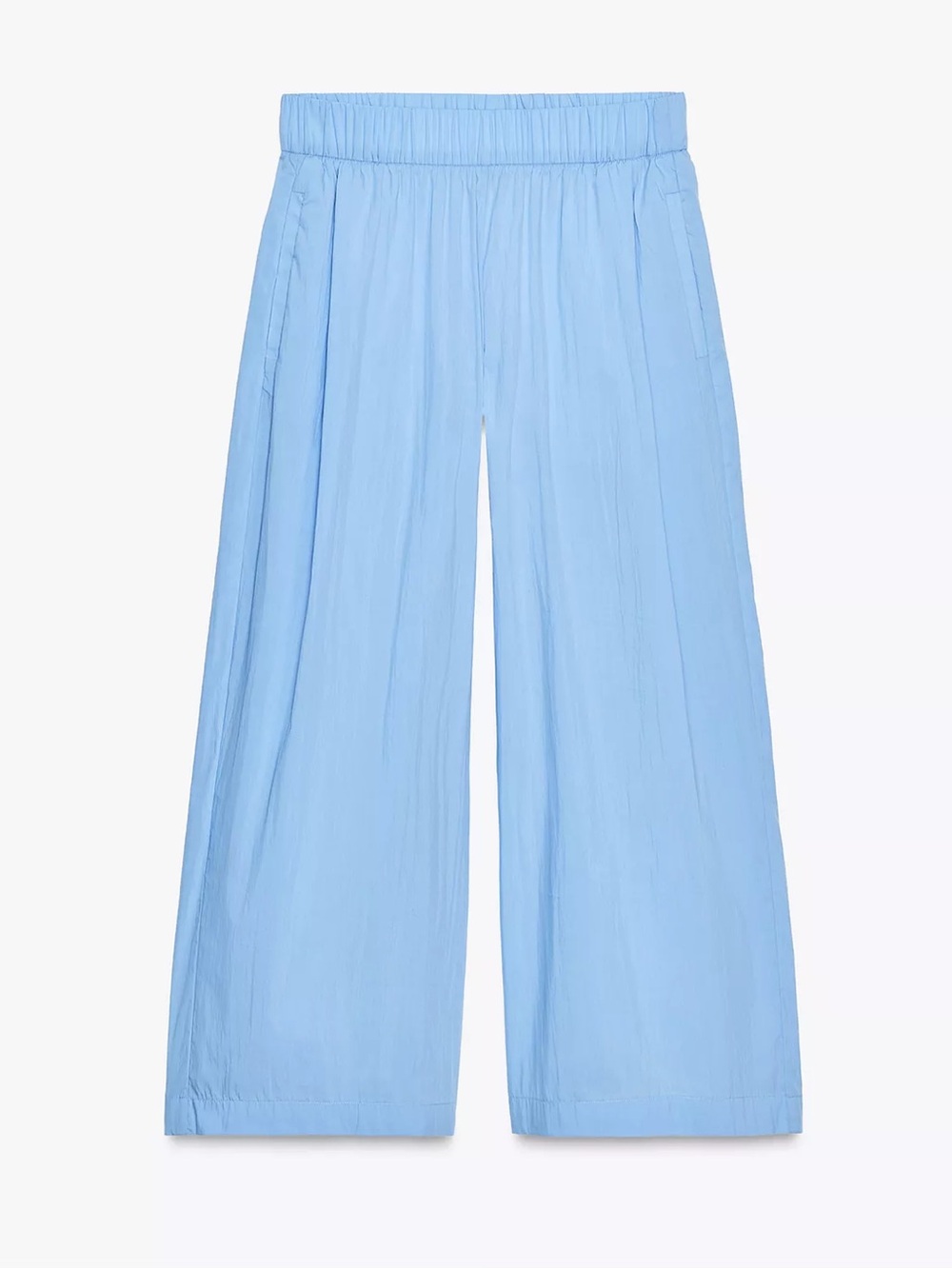 Zara Blue Wide-Leg poplin pleated Elastic Waist Pants - Picture 8 of 13